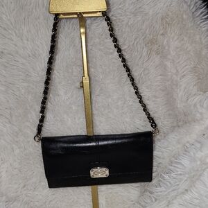 SOLD. TOD'S Black Leather Wallet On Chain